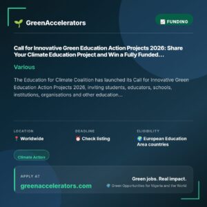 Education For Climate Coalition Opens 2026 Call For Innovative Green Education Projects