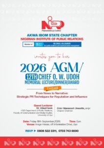 Akwa Ibom NIPR To Put Reputation, Influence In Spotlight At 2026 AGM
