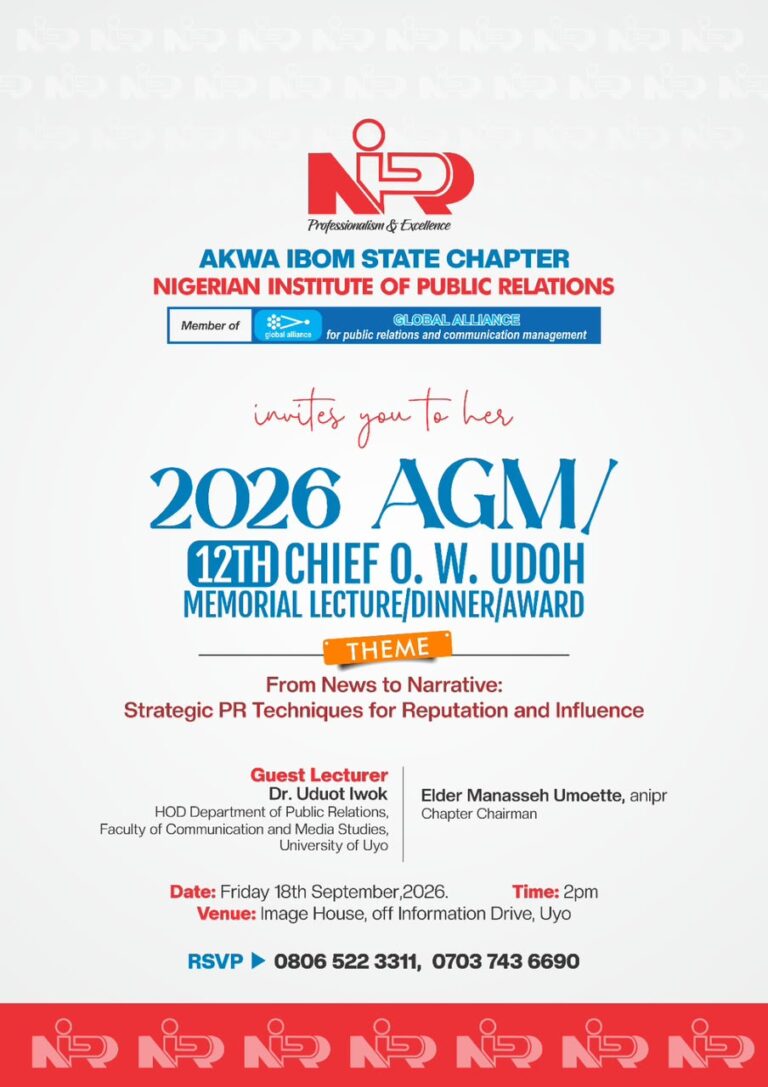 Akwa Ibom NIPR To Put Reputation, Influence In Spotlight At 2026 AGM
